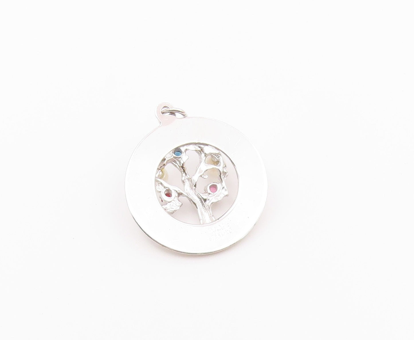 925 Sterling Silver  Petite Pearls Garnet & Topaz Tree Of Life Pendant PT15142