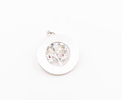 925 Sterling Silver  Petite Pearls Garnet & Topaz Tree Of Life Pendant PT15142