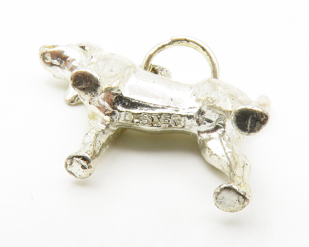 925 Sterling Silver  Vintage Shiny Petite Standing Dog Motif Pendant  PT11029