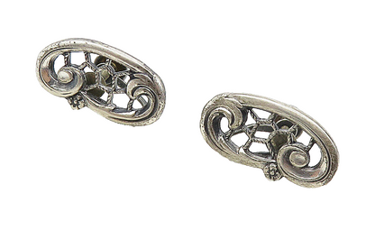 DANECRAFT 925 Silver  Vintage Petite Floral Swirl Non Pierce Earrings  EG4992