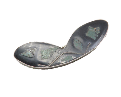 925 Sterling Silver  Vintage Turquoise Mosaic Pattern Brooch Pin  BP4980