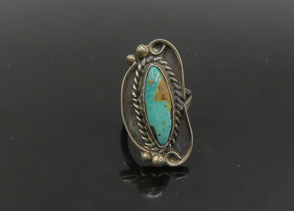 NAVAJO 925 Silver   Vintage Turquoise Petite Cocktail Ring Sz 4.5  RG23031