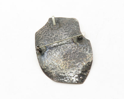 ISRAEL 925 Silver  Vintage Oxidized Dancing People Hammered Brooch Pin  BP4991