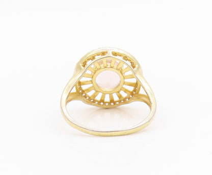 925 Sterling Silver Vintage Ring Gold Plated 2 Tone Topaz Wheel  Sz 8  RG33111