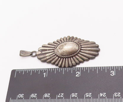 925 Sterling Silver Vintage Pendant Antique Solid Carved Roped Flower  PT22963