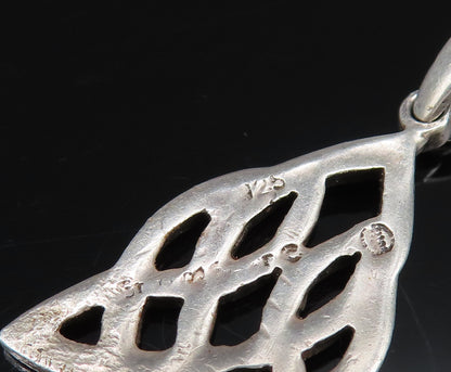 925 Sterling Silver  Vintage Minimalist Celtic Knot Drop Pendant  PT21742