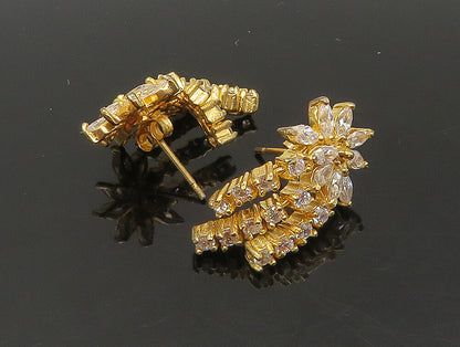 925 Silver  Vintage Topaz Gold Plated Floral Motif Dangle Earrings  EG11500