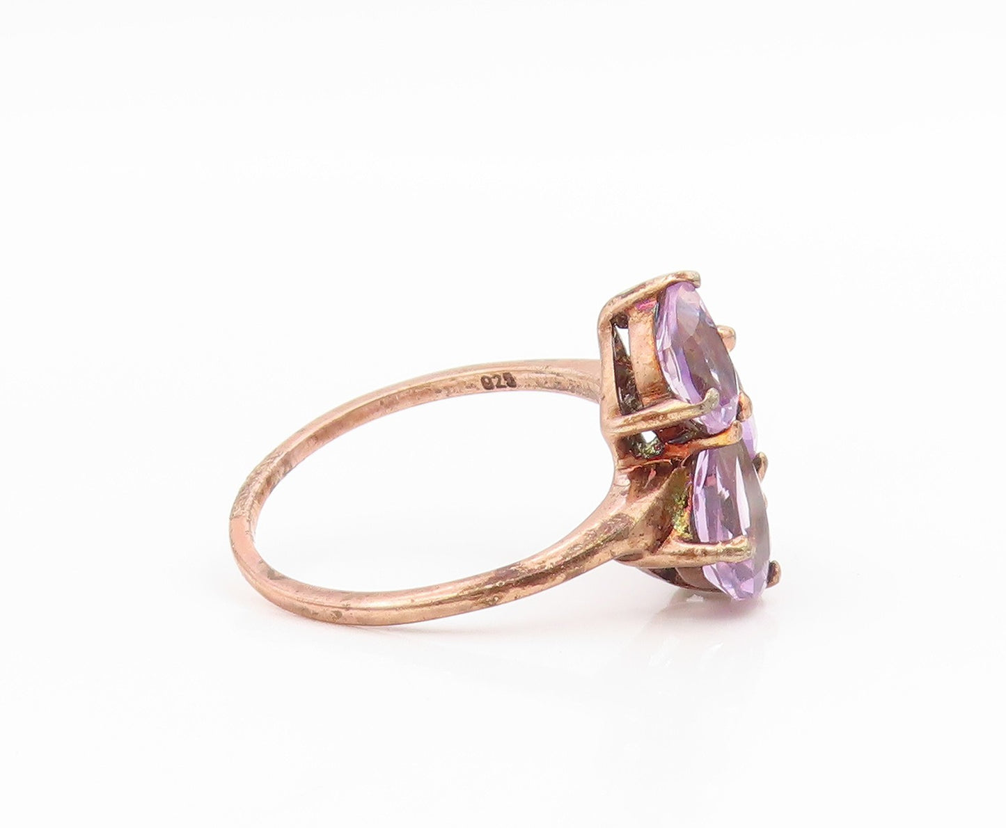 925 Sterling Silver Vintage Ring Gold Plated Amethyst Band  Sz 8.5  RG34547