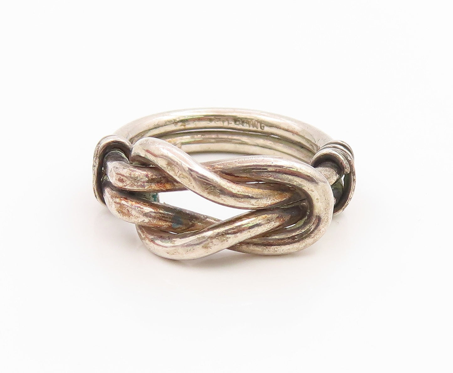 925 Sterling Silver Vintage Ring Modernist Braided Knot Band  Sz 4.5  RG35579