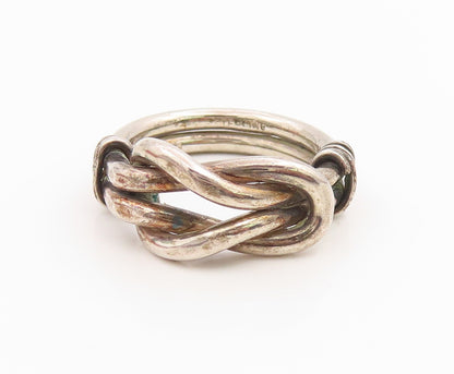 925 Sterling Silver Vintage Ring Modernist Braided Knot Band  Sz 4.5  RG35579