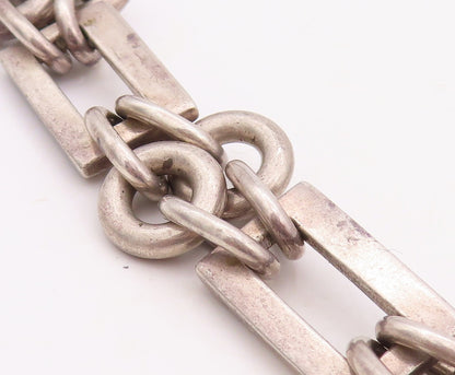 925 Sterling Silver Vintage Necklace VERSANI Heavy Rectangle Ring Cluster NE4317