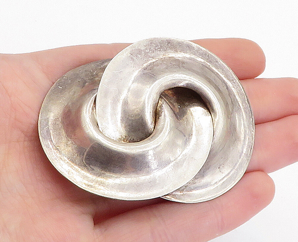 MEXICO 925 Sterling Silver  Vintage Interlocked Design Brooch Pin  BP1830