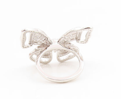 925 Sterling Silver Vintage Ring Multi Shape CZ Elegant Butterfly  Sz 7  RG35231