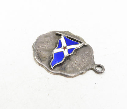925 Sterling Silver  Vintage Antique Enamel Potato Race 1906 Pendant  PT6539