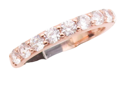 925 Sterling Silver Vintage Ring Rose Gold Plated Round CZ Inlay  Sz 7  RG29318