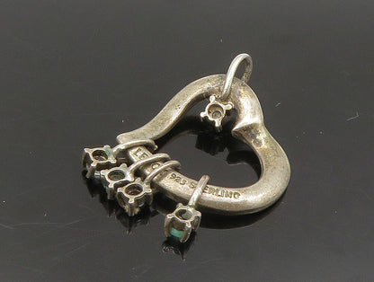 LENOX 925 Silver  Vintage Diamond & Gemstones Love Heart Pendant  PT20237