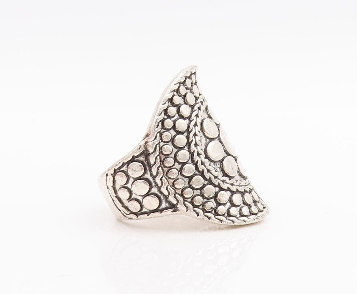 925 Sterling Silver Vintage Ring Bead Etched Circular Pattern  Sz 9  RG28701