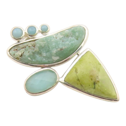 925 Sterling Silver Vintage Pendant WHITNEY KELLY Multi Gemstone Charm  PT26351
