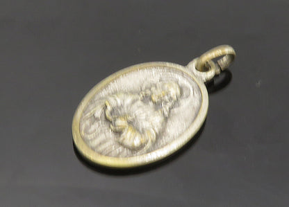 925 Sterling Silver  Vintage Medal Of Our Lady Virgo Carmeli Pendant  PT16713