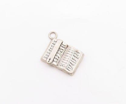 925 Sterling Silver  Vintage Open Religious Holy Bible Charm Pendant  PT21579