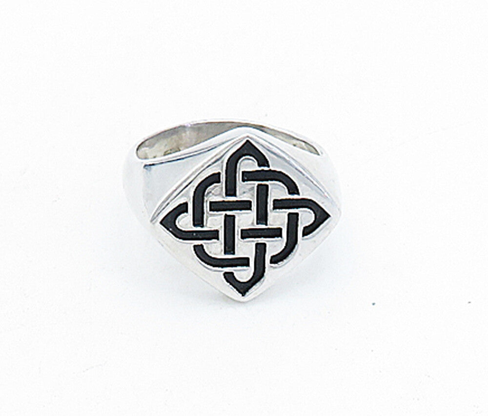 925 Sterling Silver  Shiny Square Celtic Knot Cocktail Ring Sz 11  RG5661