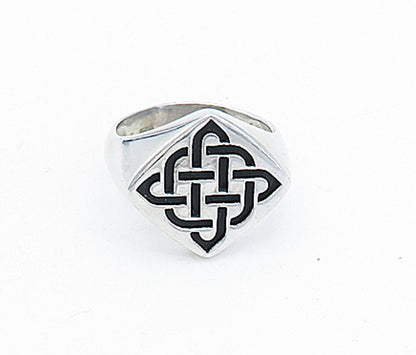 925 Sterling Silver  Shiny Square Celtic Knot Cocktail Ring Sz 11  RG5661