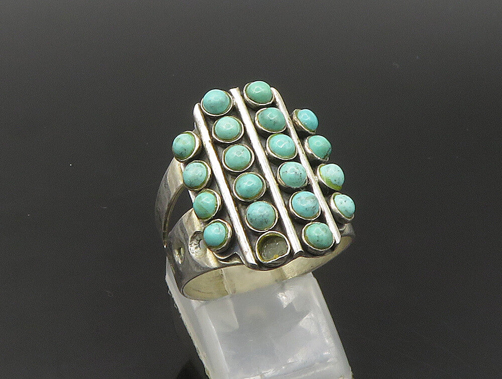 DTR JAY KING 925  Silver  Vintage Cabochon Turquoise Band Ring Sz 10  RG24088