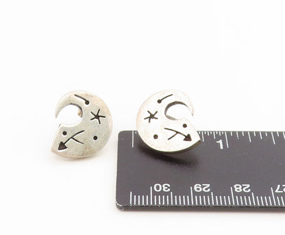 925 Sterling Silver Vintage Earrings Celestial Arrow Abstract Moon Stud  EG13927