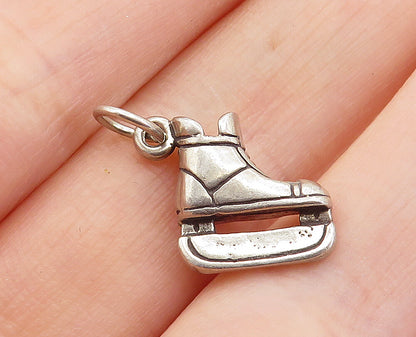 925 Sterling Silver  Vintage Petite Dark Tone Ice Skate Motif Pendant  PT4356