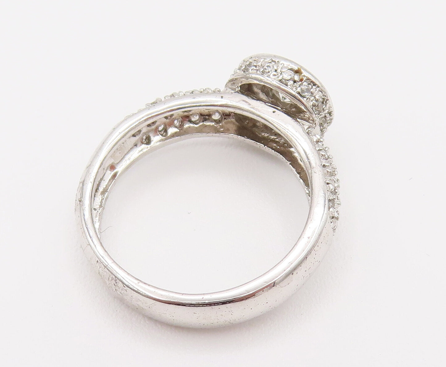 925 Silver  Vintage Circle Frame Cubic Zirconia Cluster Ring Sz 8  RG26204