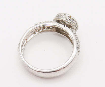 925 Silver  Vintage Circle Frame Cubic Zirconia Cluster Ring Sz 8  RG26204