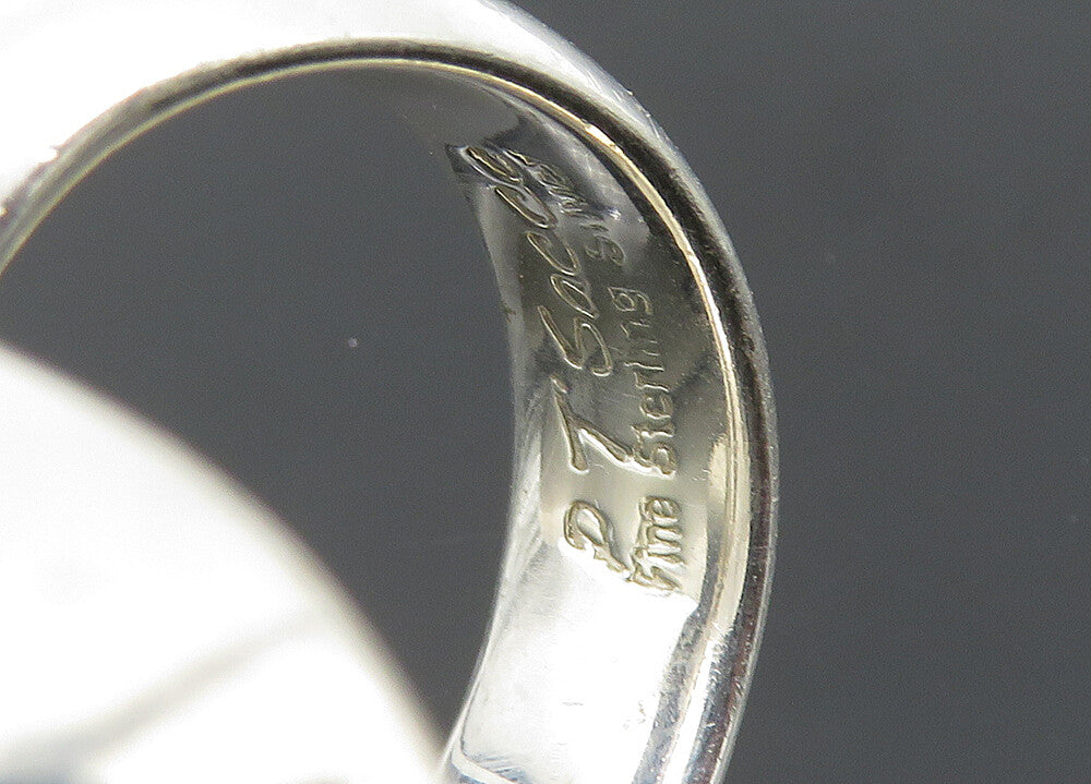 SACCO 925 Sterling Silver  Vintage Recycled Glass Cocktail Ring Sz 7.5 RG20275