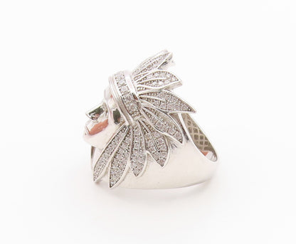 925 Sterling Silver Vintage Ring CZ Native American Chief Head  Sz 8  RG36254
