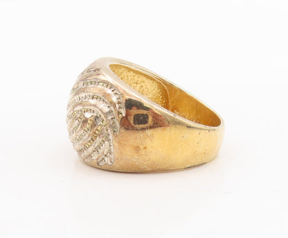 925 Sterling Silver Vintage Ring DAVID SIGAL Carved Infinity Bands Sz 10 RG29095