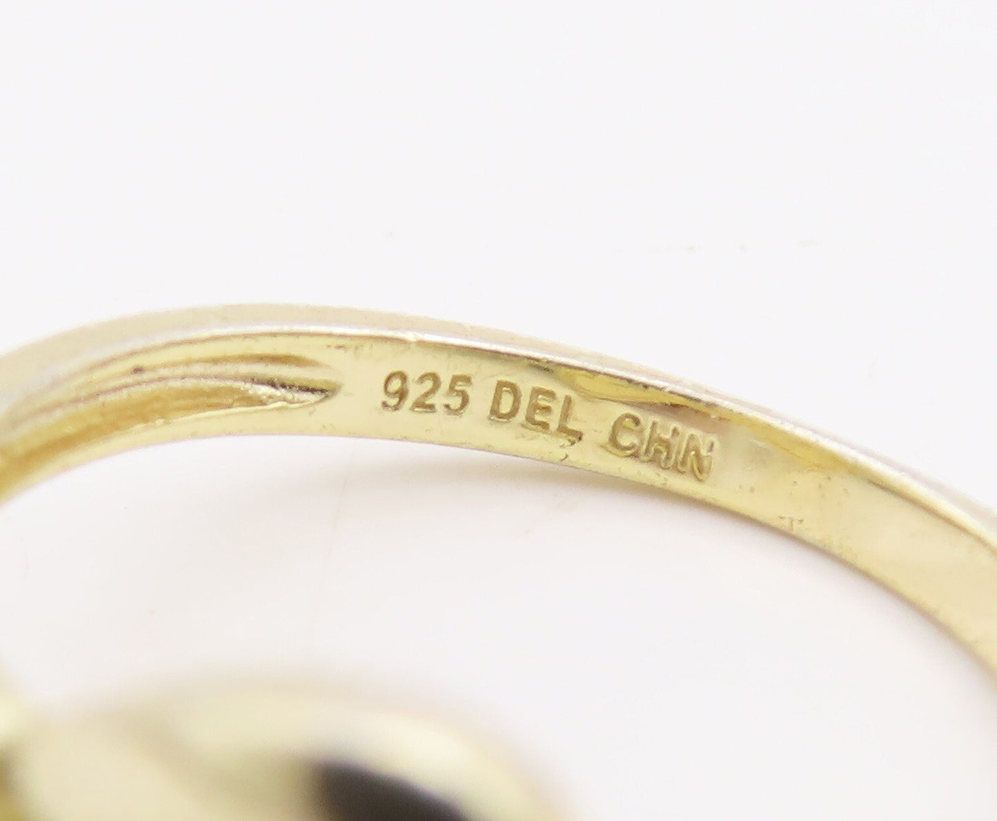 925 Sterling Silver Vintage Ring Gold Plated Cutout CZ Bow  Sz 8  RG28922