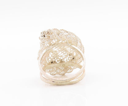 925 Sterling Silver Vintage Ring Modernist Wire Work Design  Sz 8  RG33354