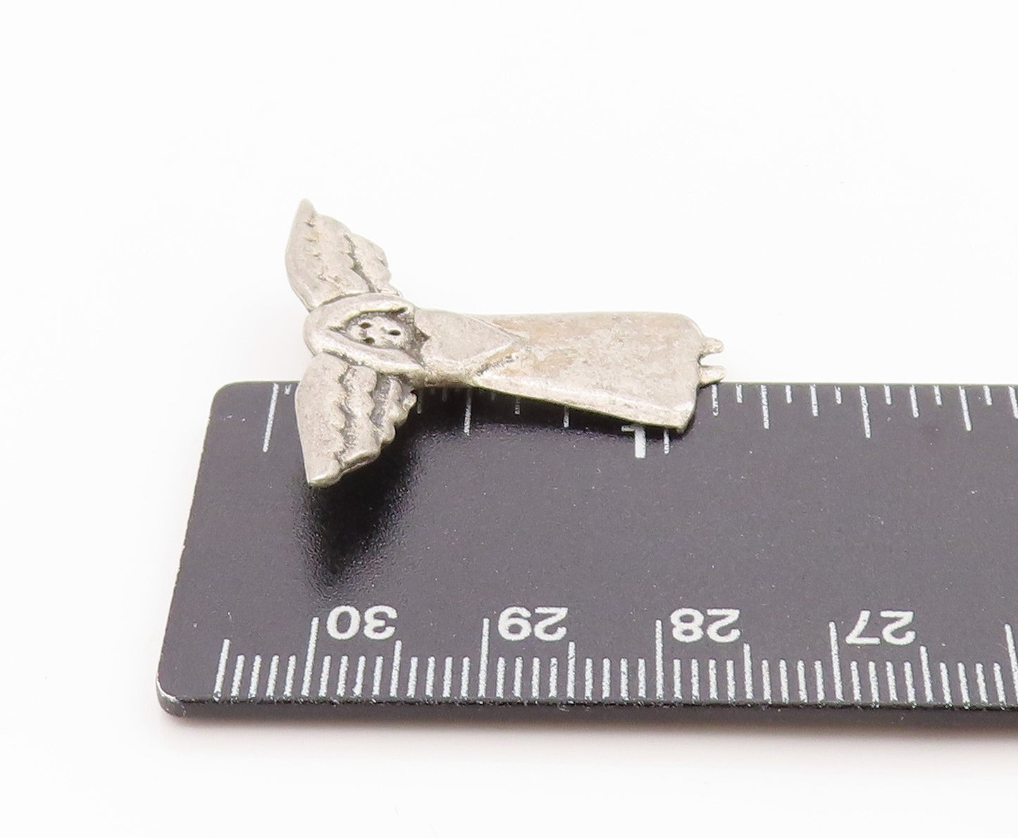 925 Sterling Silver Vintage Pendant Little Guardian Angel With Heart   PT24823