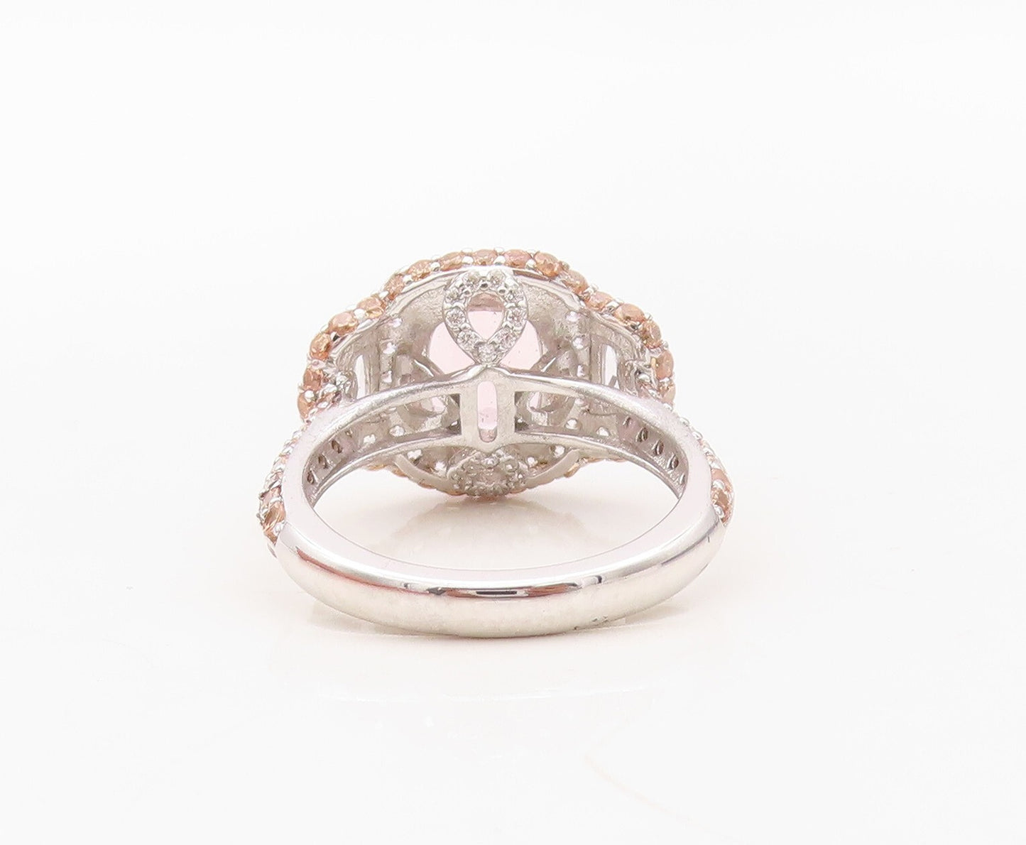925 Sterling Silver Vintage Ring Rectangle Cut 3 Tone CZ Inlay  Sz 7  RG30254
