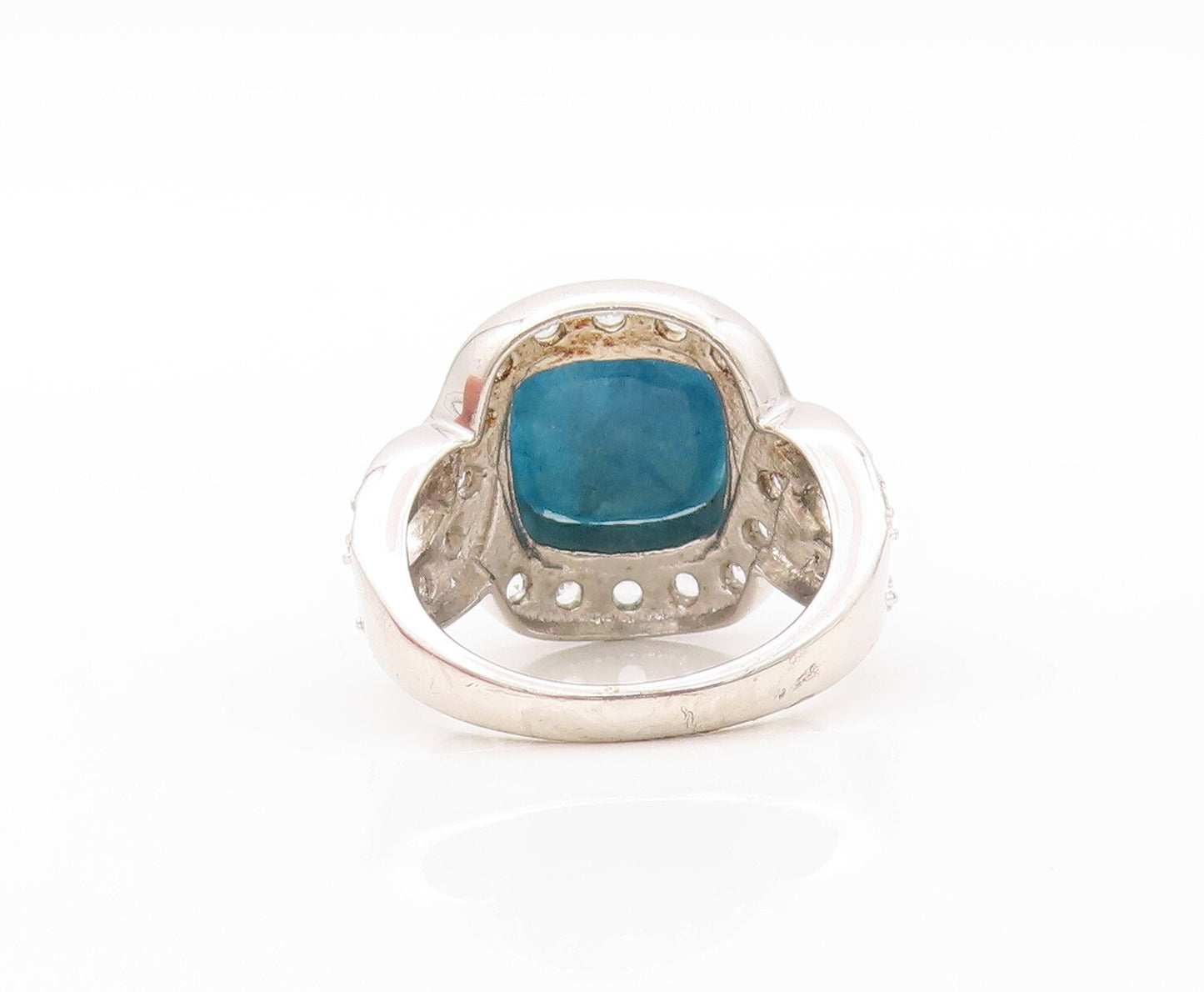 925 Sterling Silver Vintage Ring  Designer Square Cut Gemstone & CZ Sz 7 RG30599