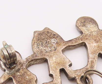 925 Sterling Silver  Vintage School Bus Charmed Children Brooch Pin  BP4061
