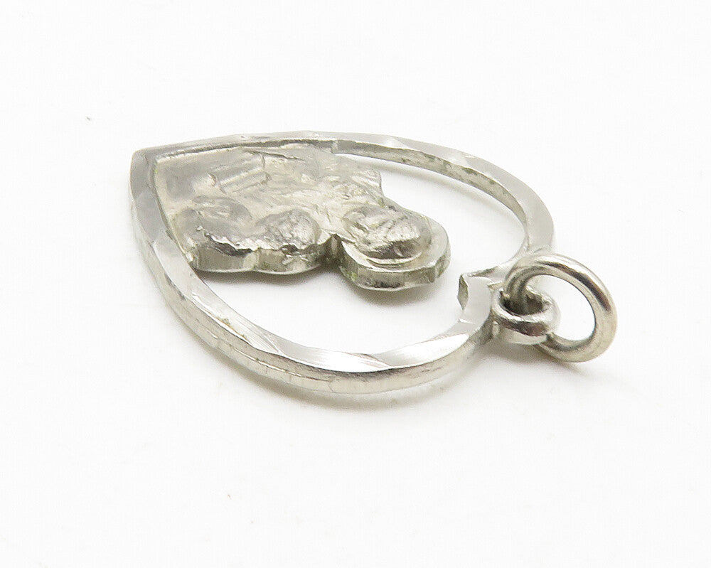925 Sterling Silver  Vintage Dark Tone Love Heart Religious Pendant  PT9447