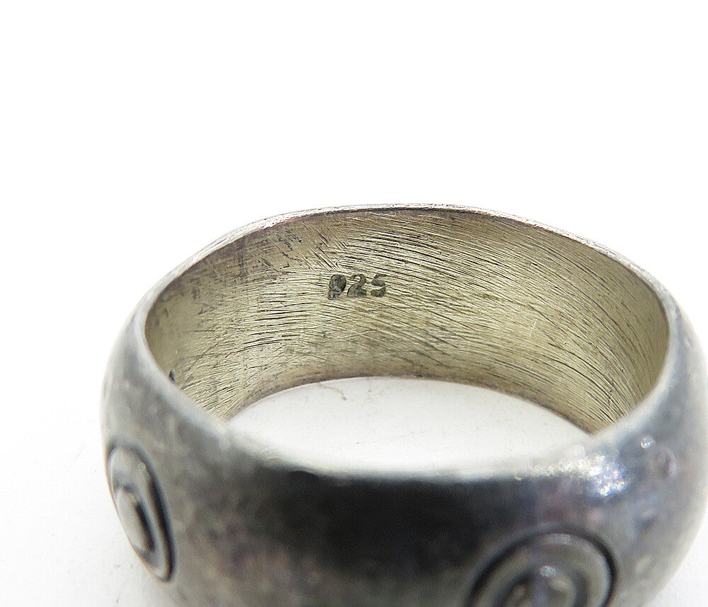 MEXICO 925 Sterling Silver  Vintage Circle Pattern Band Ring Sz 7.5  RG5497