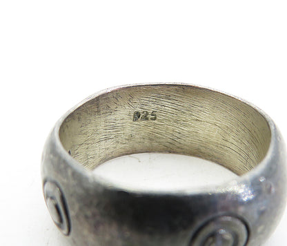 MEXICO 925 Sterling Silver  Vintage Circle Pattern Band Ring Sz 7.5  RG5497