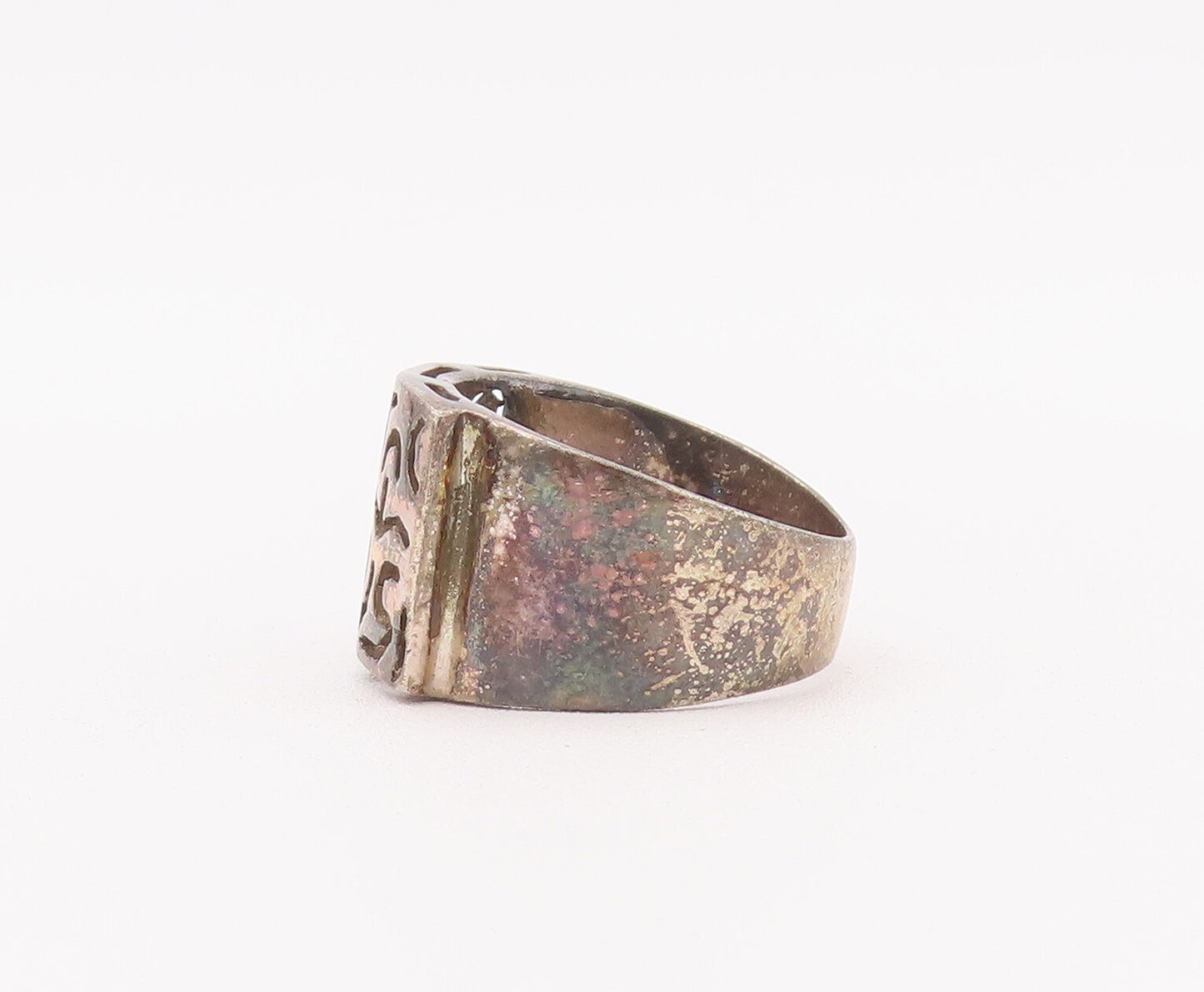 925 Sterling Silver Vintage Ring Solid Cutout Worms Like Design  Sz 8  RG28044