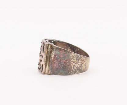 925 Sterling Silver Vintage Ring Solid Cutout Worms Like Design  Sz 8  RG28044
