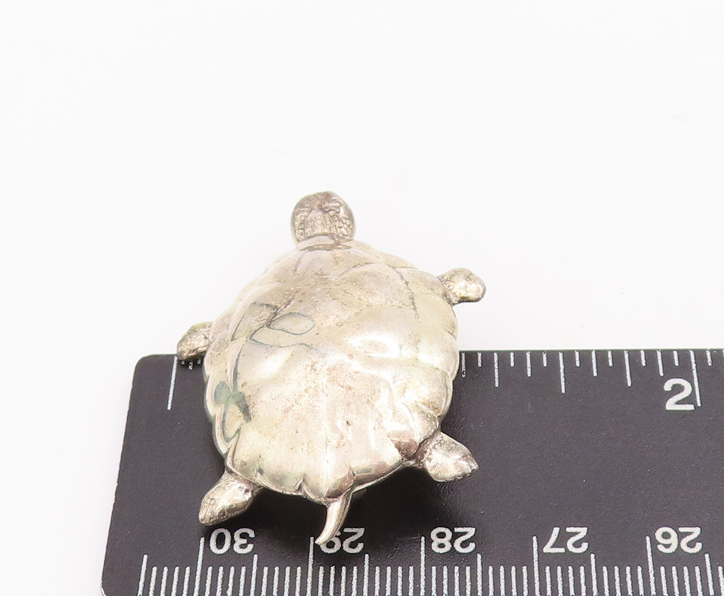 925 Sterling Silver Vintage Brooch Pin Minimalist Solid Carved Turtle   BP11107