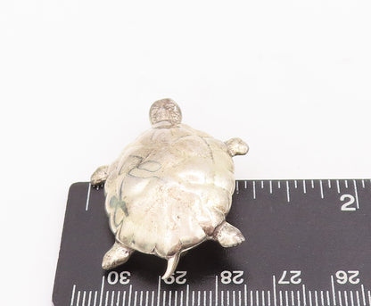 925 Sterling Silver Vintage Brooch Pin Minimalist Solid Carved Turtle   BP11107