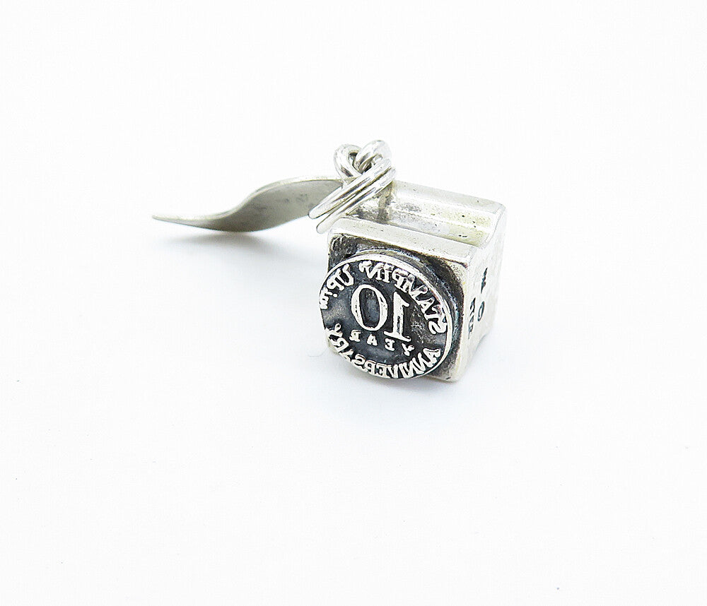 925 Sterling Silver  Petite Stampin' Up Anniversary Box Drop Pendant  PT4044
