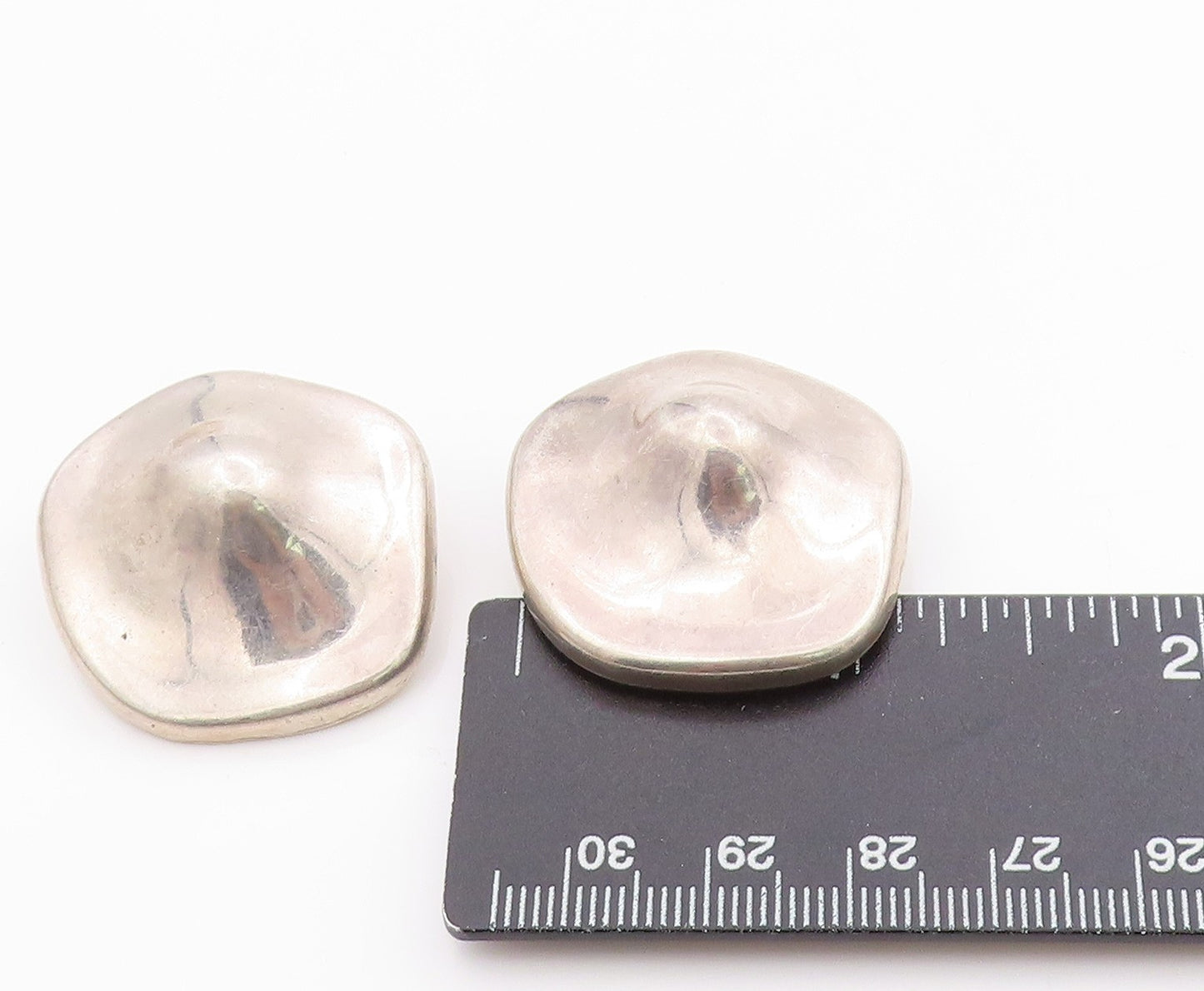 925 Sterling Silver Vintage Earrings MEXICO Solid Modernist Dome Style  EG13674