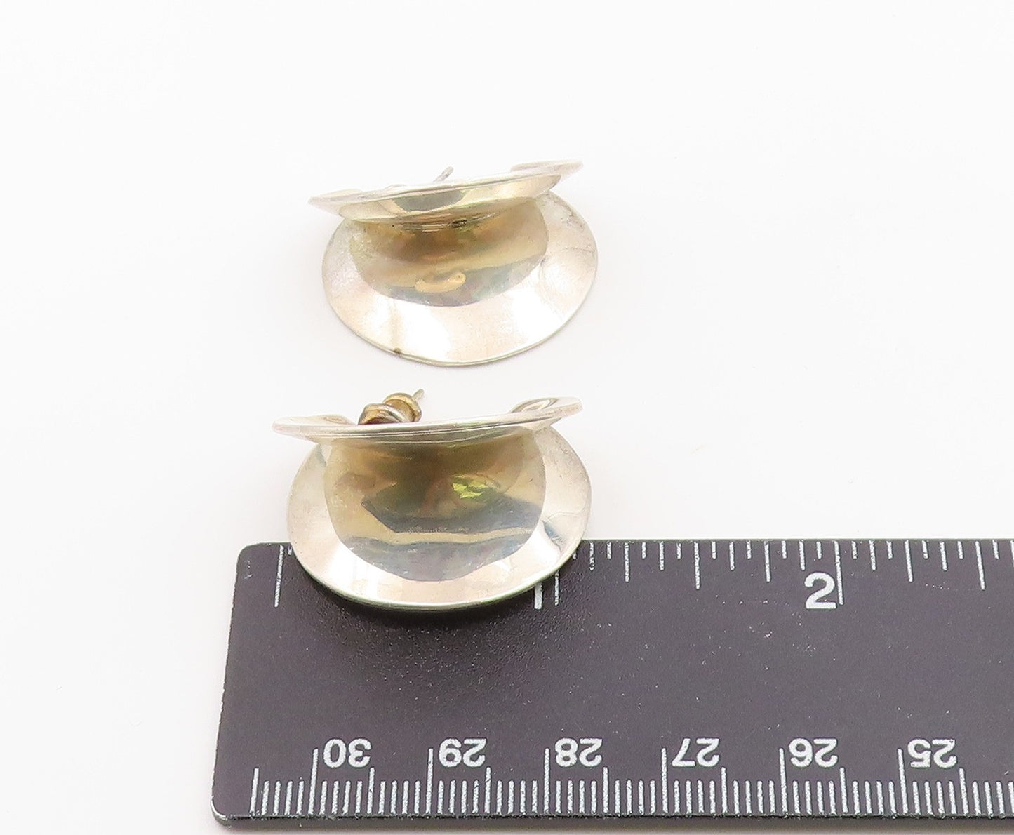 925 Sterling Silver Vintage Earrings Modernist Folded Crescent Moons  EG14414